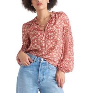 Dex Women's Printed Balloon-Sleeve Top